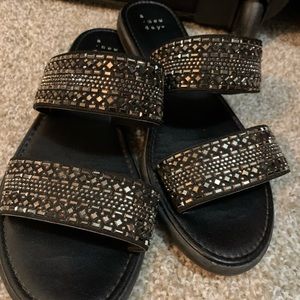 Black beaded sandals